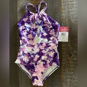 🎀 NWT Kanu Surf Girls' Jasmine Beach Sport Halter One Piece Swimsuit Size 14